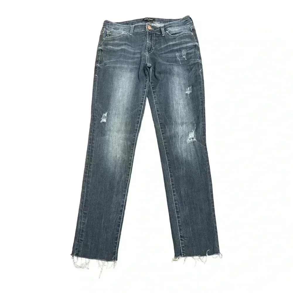 Dear John Straight Light Distressed Raw Hem Blue Denim Jeans Women’s Size 28